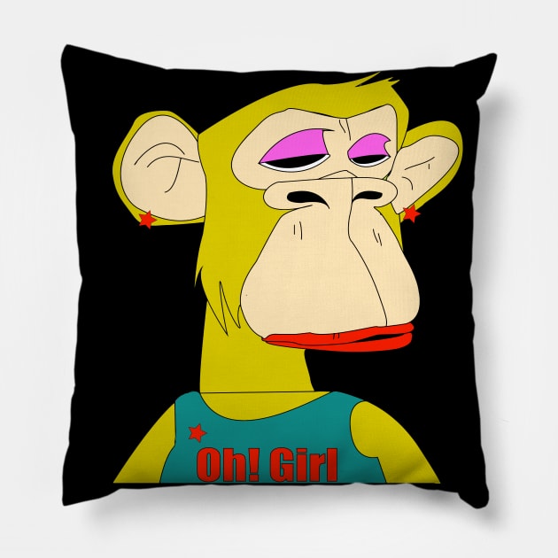 Newest Oh! girl sad ape nft (non fungible token) Pillow by illustraa1