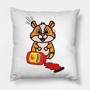 Cute Hamster Spills Hot Sauce Tabasco Pillow