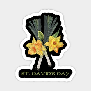 St David's Day Daffodils And Leeks Welsh Vibrant Look Magnet