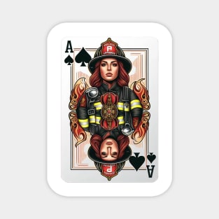 Female Firefighter Playing Card Ace Of Spades Magnet