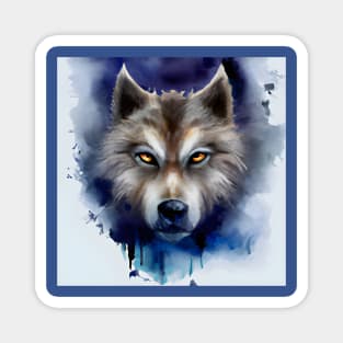 Menacing Wolf Face Watercolor Illustration Magnet