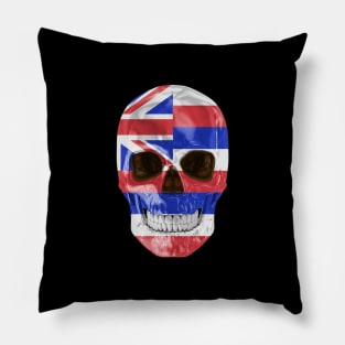 Hawaii Flag Skull - Gift for Hawaiian With Roots From Hawaii Pillow