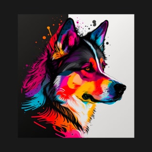 Siberian Husky Pop Art Design T-Shirt