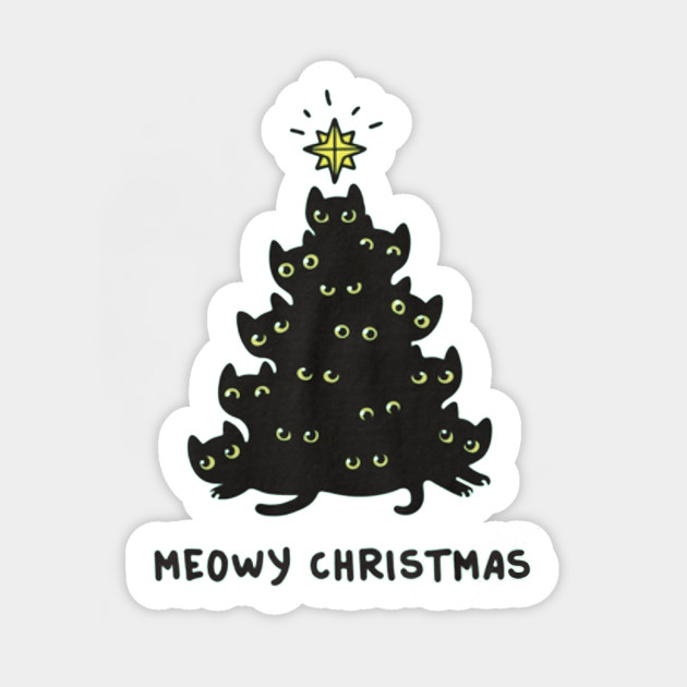 Cat Lover Tees Merry Meowy Christmas Tree Cat Holiday Shirt