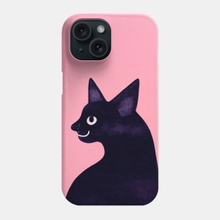 Gothic Kitty Pink Retro Poster Vintage Art Cat Wall Black cat Pink Illustration Phone Case