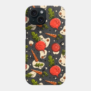 Carrots and Beetroot on Gray Background Phone Case