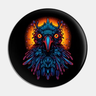 Psychedelic DMT Art Crow Portrait Pin