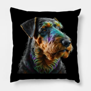 Neon Airedale Terrier Dog Pillow