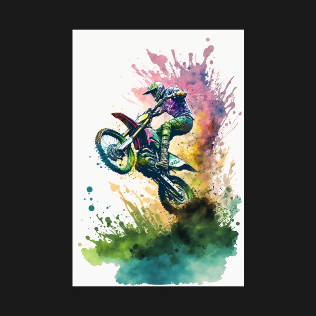 Motocross Watercolor Painting by TortillaChief