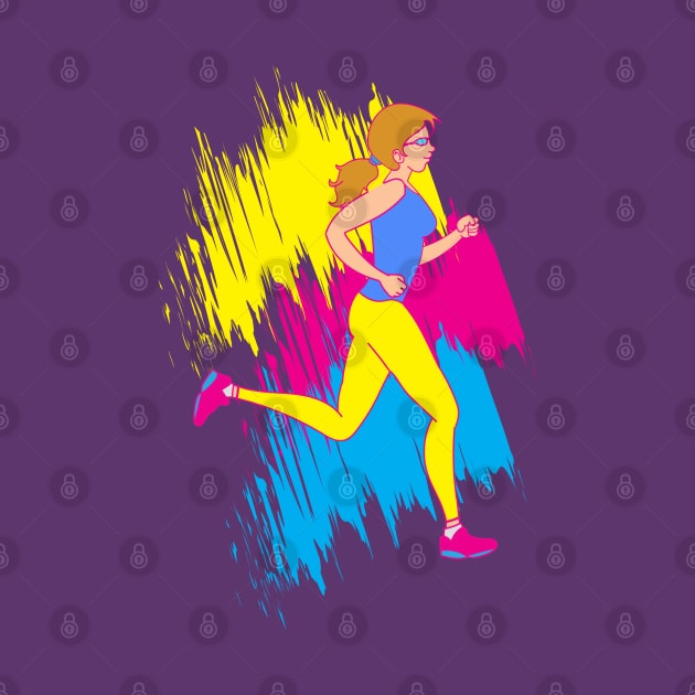 Colorful Woman Runner - Running gift by Shirtbubble