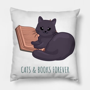 Easily Distracted by Cats and Books Pillow