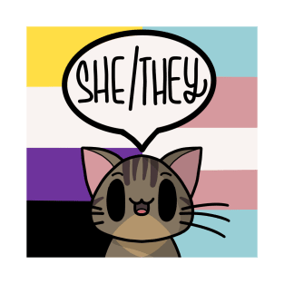 She/They - nonbinary/trans pin T-Shirt