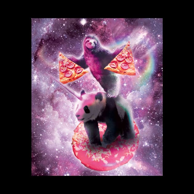 Space Pizza Sloth On Panda Unicorn On Doughnut by Random Galaxy