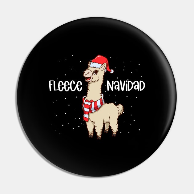 Christmas llama - Fleece Navidad Pin by Modern Medieval Design