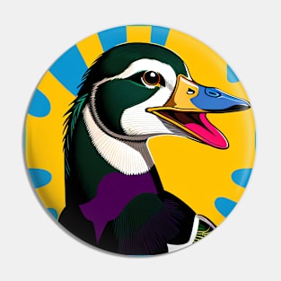 Modern Abstract Pop Art Style Laughing Mallard Duck Pin