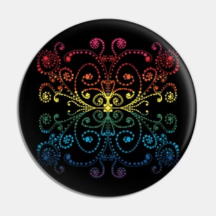 Black With Pride Flag Swirls and Dots Doodle Graphic Design Pin