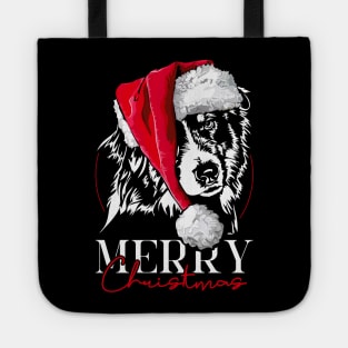 Santa Australian Shepherd Merry Christmas dog Aussie mom gift Tote