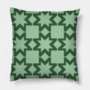 Morning Star Hunter Green Reverse Patchwork Print Pillow