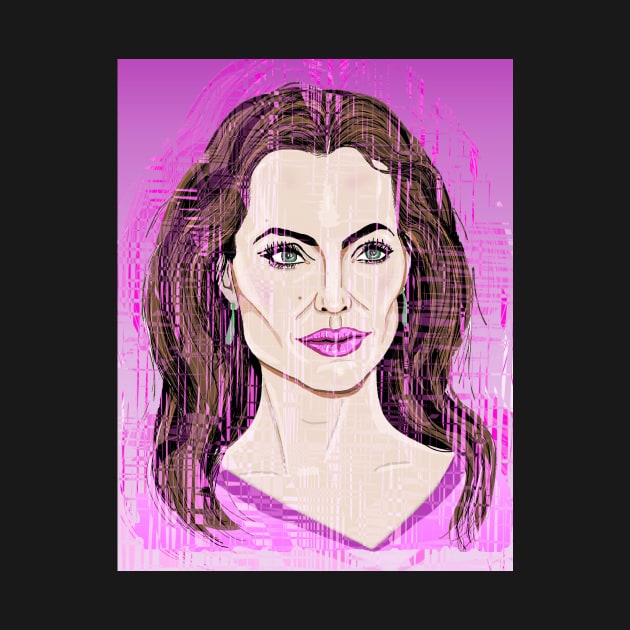 Angelina Jolie, distorted in pink by Happyoninside