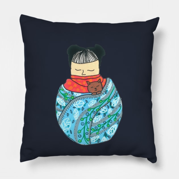 Sleeping Girl Pillow by DoodlesAndStuff