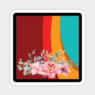 A touch of flowers among the colors of the rainbow Magnet