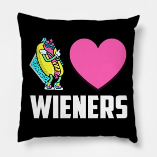 Funny Hot Dog Design - I Love Wieners Heart BBQ LGBT Gay Pillow