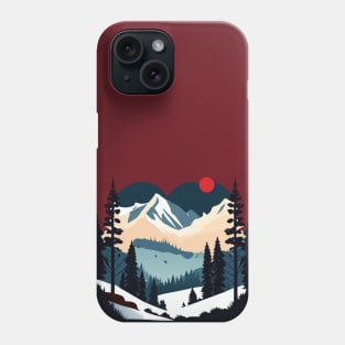 Winter Wonderland: Majestic Mountains and Snowy Trees Art Print Phone Case