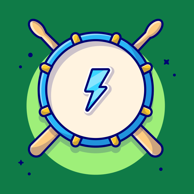 Drum Snare Icon with Drum Sticks Music Cartoon Vector Icon Illustration by Catalyst Labs