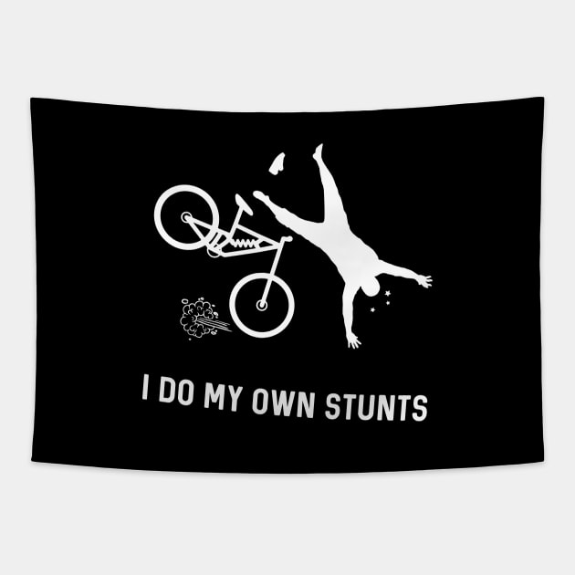 I Do My Own Stunts Downhill Mountain Bike Tapestry by teebest