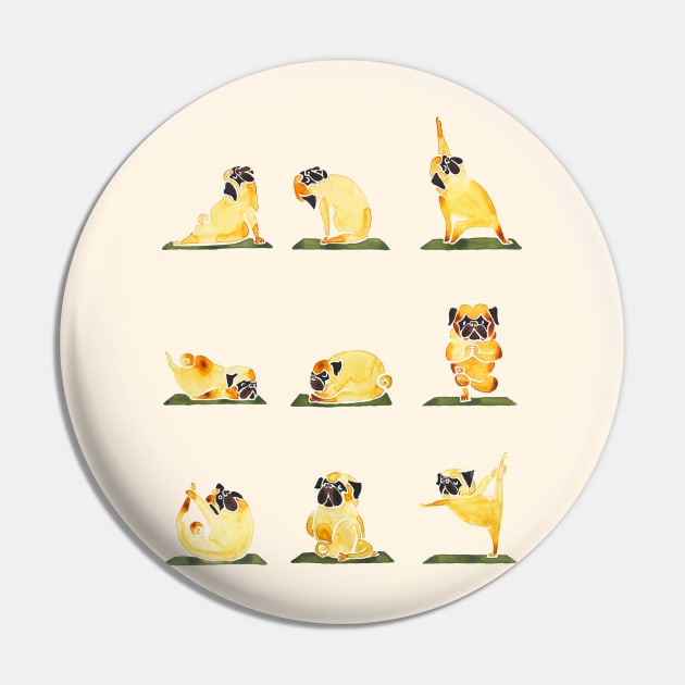 PUG YOGA WATERCOLOR Pin by huebucket