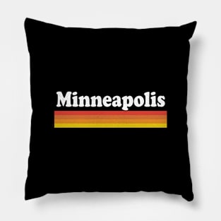 Minneapolis, Minnesota - MN Retro Sunset and Text Pillow