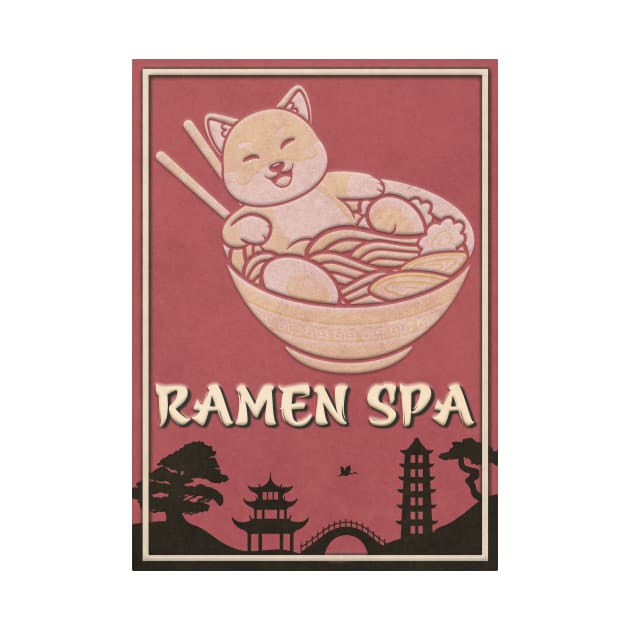 Vintage Cat in Ramen Spa by Kacpi-Design