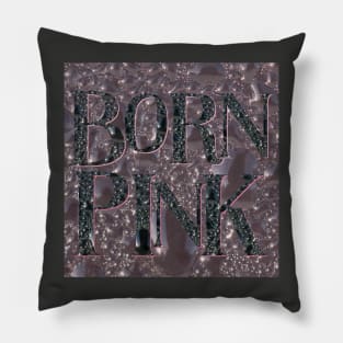 Born Pink FAN ART in Venom Droplets Black Font Dominant - Pink Pastel Background Pillow