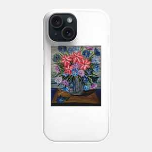 A beautiful bouquet flowers in a glass and gold vase . Phone Case