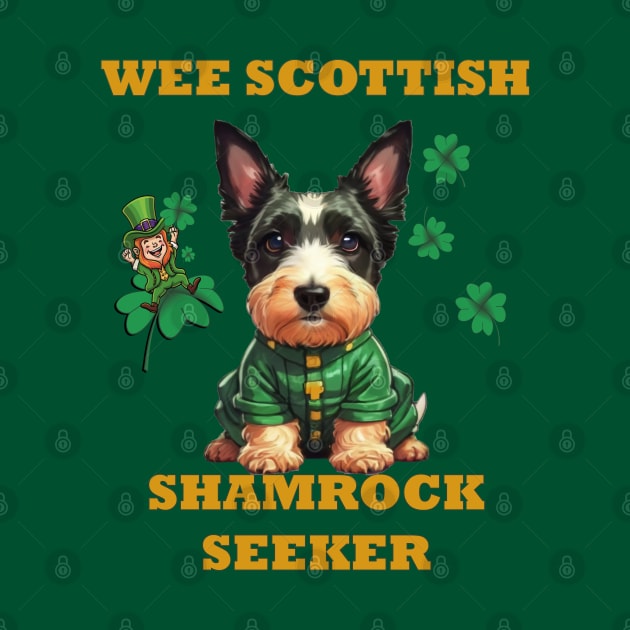 Wee Scottish Shamrock Seeker Funny Scottie Dog by tamdevo1