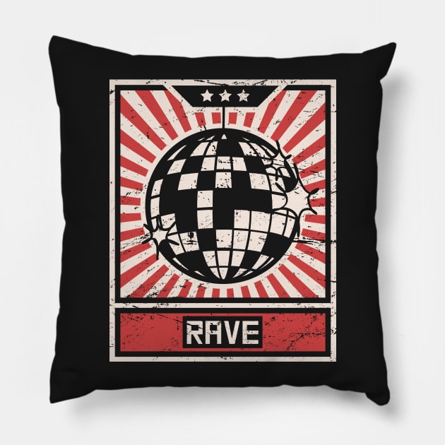 RAVE – Propaganda Disco Ball Pillow by MeatMan