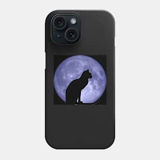 Black Cat Blue moon Phone Case