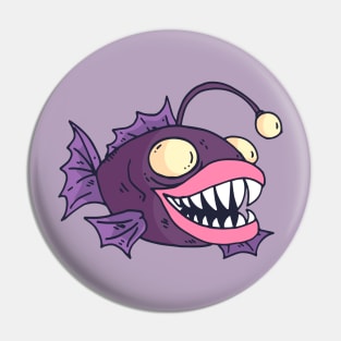 Colorful Anglerfish Cartoon Pin