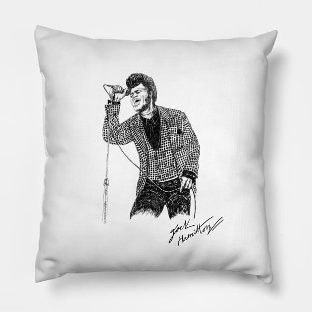 J Brown Godfather Of Soul Original Ink Drawing Print Pillow by HamiltonArt