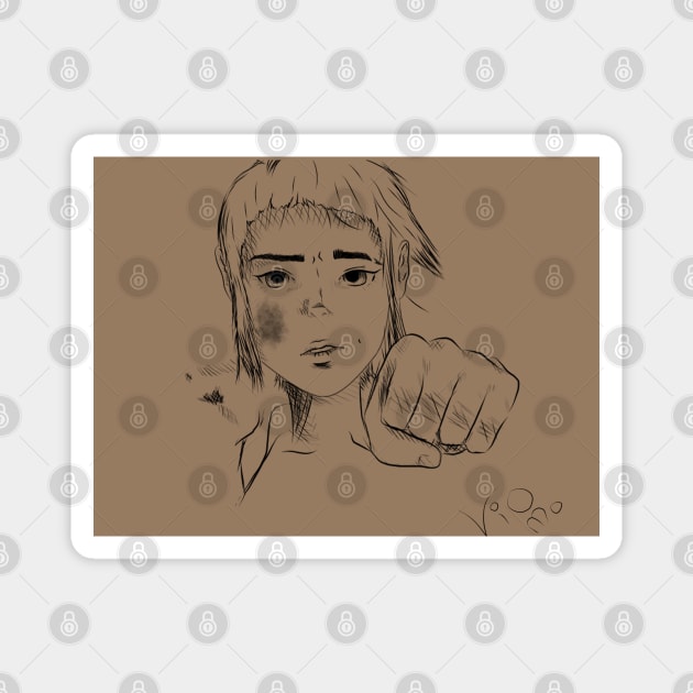 "Fight Me" Rugged Ink Sketch Magnet by Violyn