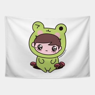 cute frog, cosplay frog, kawaii frog cartoon Tapestry