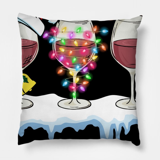 Three Glass of Wine Drinking Christmas Gifts For Men Women Pillow by thuden1738