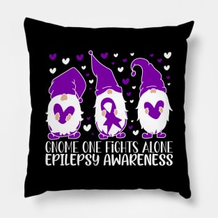 Epilepsy Awareness Gnome One Fights Alone Pillow