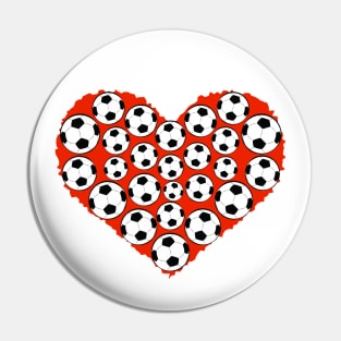 Heart by Football / Soccer  Balls Pin