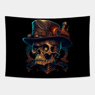 Mechanical skull with hat Tapestry