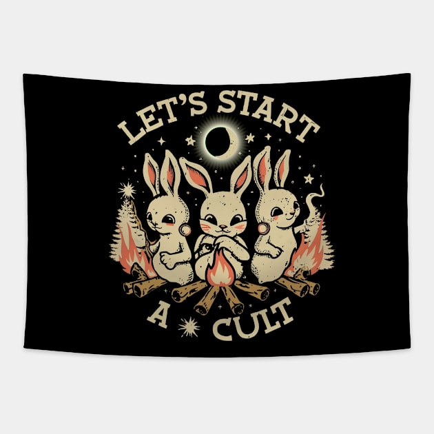 Easter Cute Bunnies Kawaii Anime Style Funny Eclipse Tapestry by NIKA13