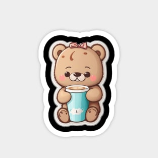 Cute teddy bear with coffee Magnet