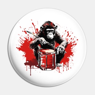 Monkey Playing Drums Pin