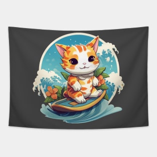 Surf Tiger Kitty Tapestry