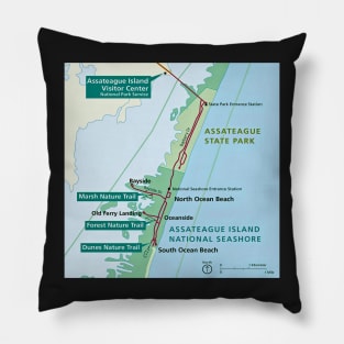 Outline Map of Assateague Island, MD Pillow